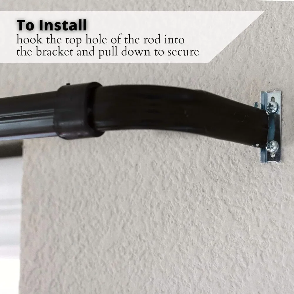 26” - 48” Heavy Duty Standard Adjustable Curtain Rod Hardware Included, Black